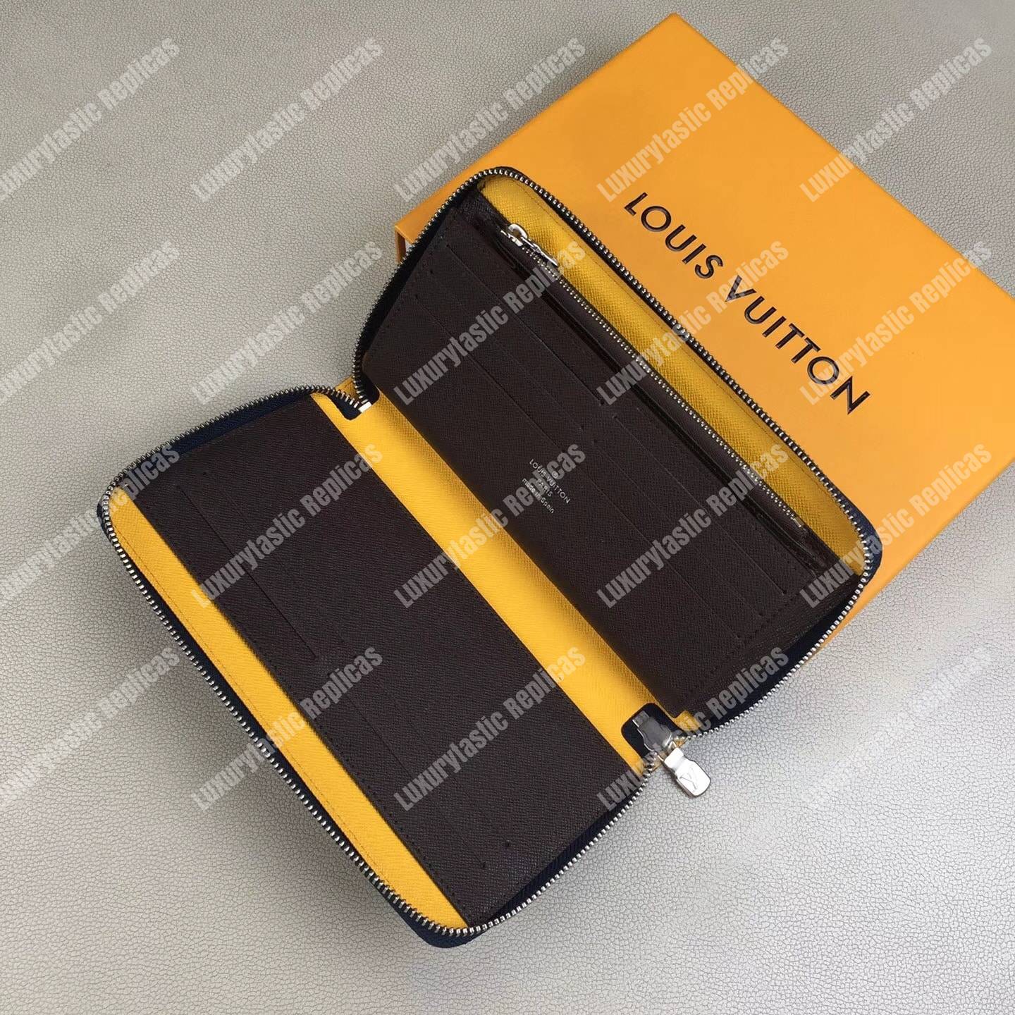 LV Zippy Organizer Epi Leather Blue and Gray