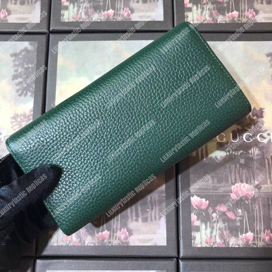 G*u*i garden leather continental wallet green with butterfly