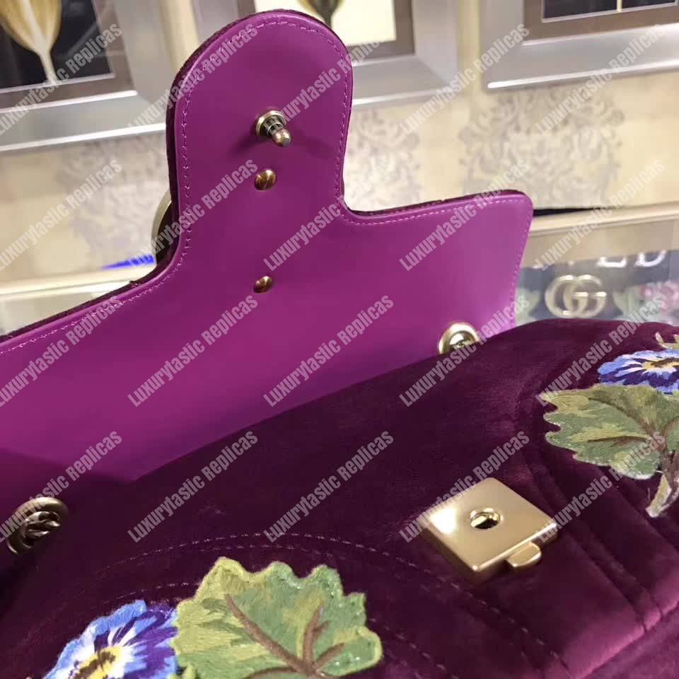G*u*i gg marmont medium velvet bag loved bordeaux