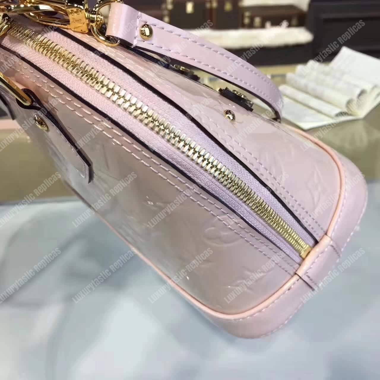 LV Alma BB Tote Bag Monogram Vernis Rose Ballerine