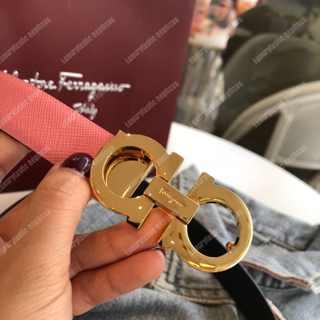 Salvatore Ferragamo Adjustable Gancini Belt Pink