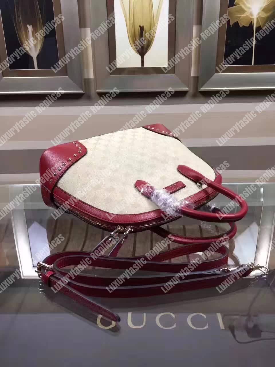 G*u*i gg canvas top handle bag red