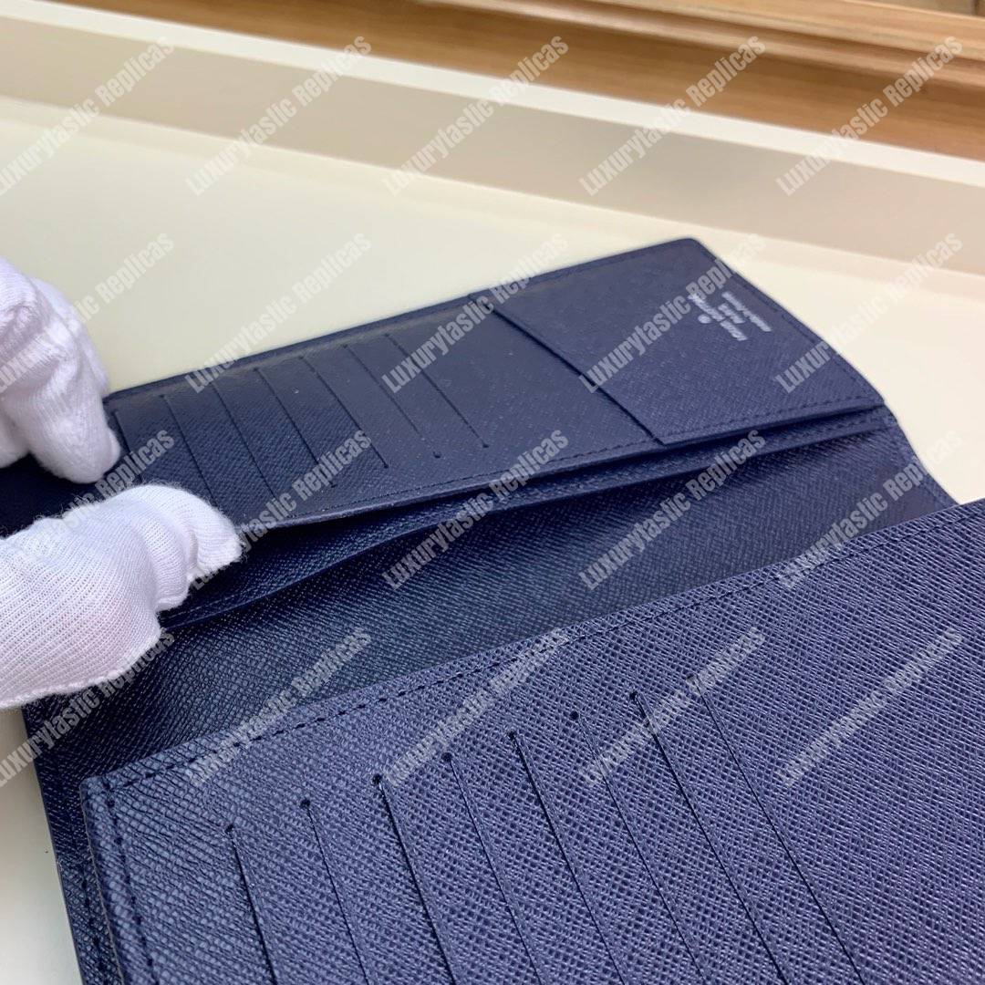 LV Brazza Wallet Epi Leather Marine Bleu Initials