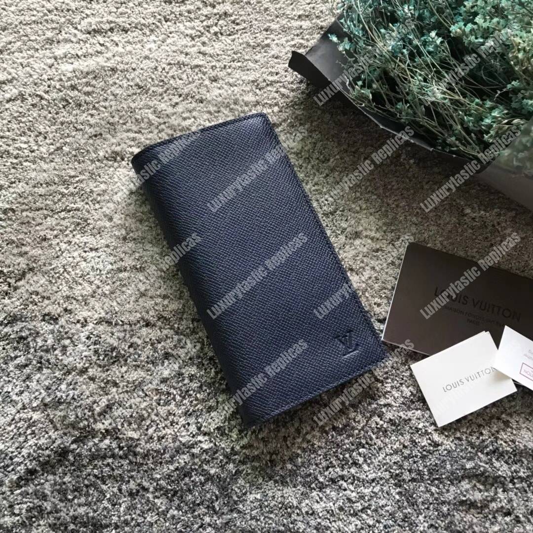 LV Brazza Wallet Taiga Leather Marine Light Blue
