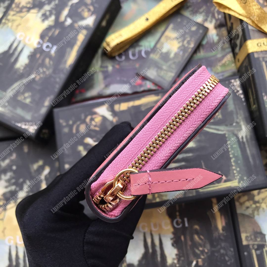 G*u*i signature zip around leather wallet pink