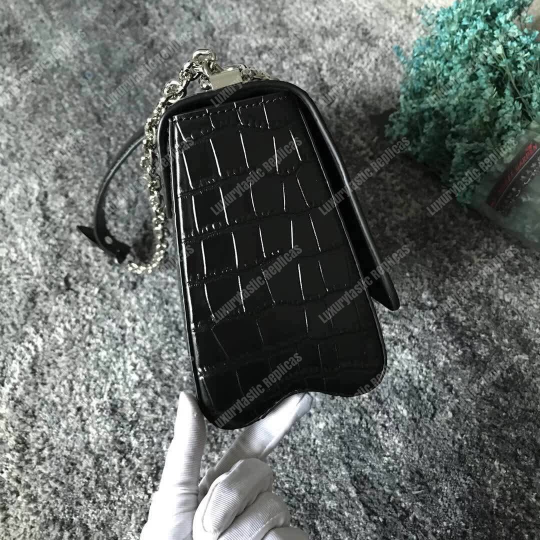 LV Twist Bag MM Crocodilien Brillant Noir