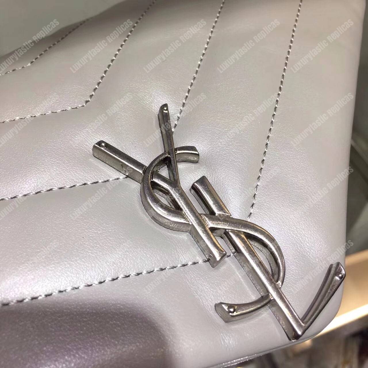 Saint Laurent Small Loulou Monogram Chain Bag Grey Metallic