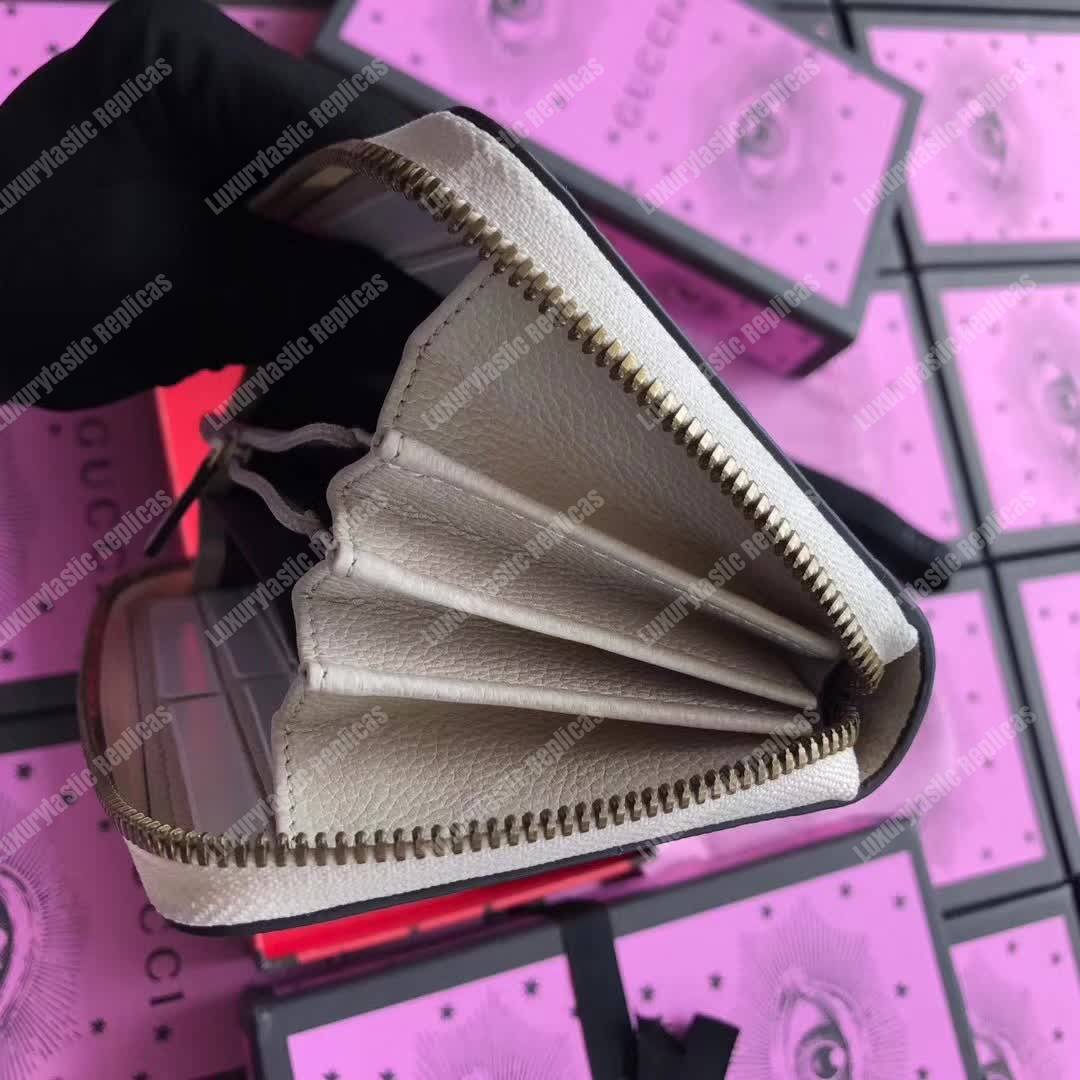 G*u*i print leather zip around wallet white