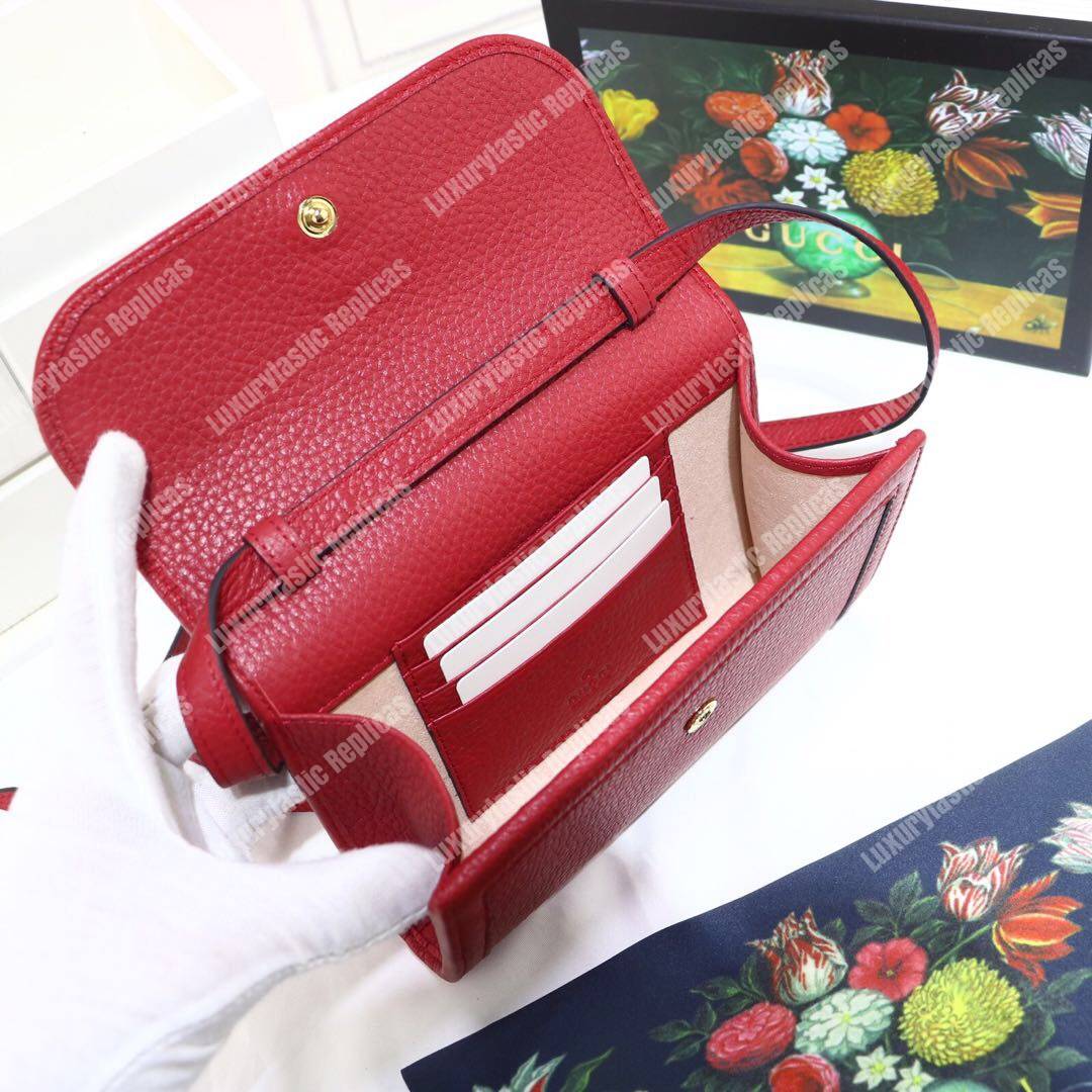 G*u*i gg calfskin mini shoulder flap bag red