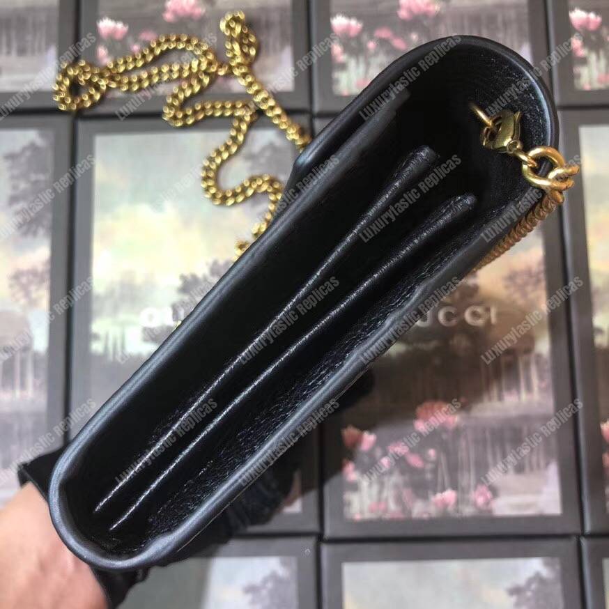 G*u*i calfskin garden dionysus chain wallet black with bat