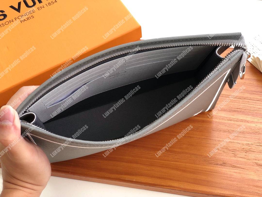 LV Pochette Voyage MM Taiga Leather Black