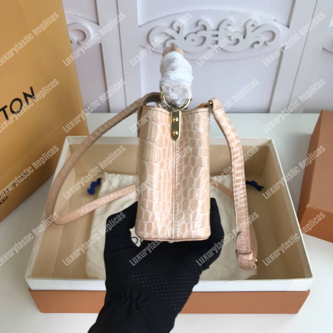 LV Capucines Mini Crocodilien Mat Dune