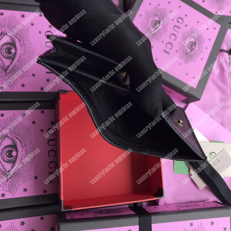 G*u*i queen margaret leather card case wallet black white