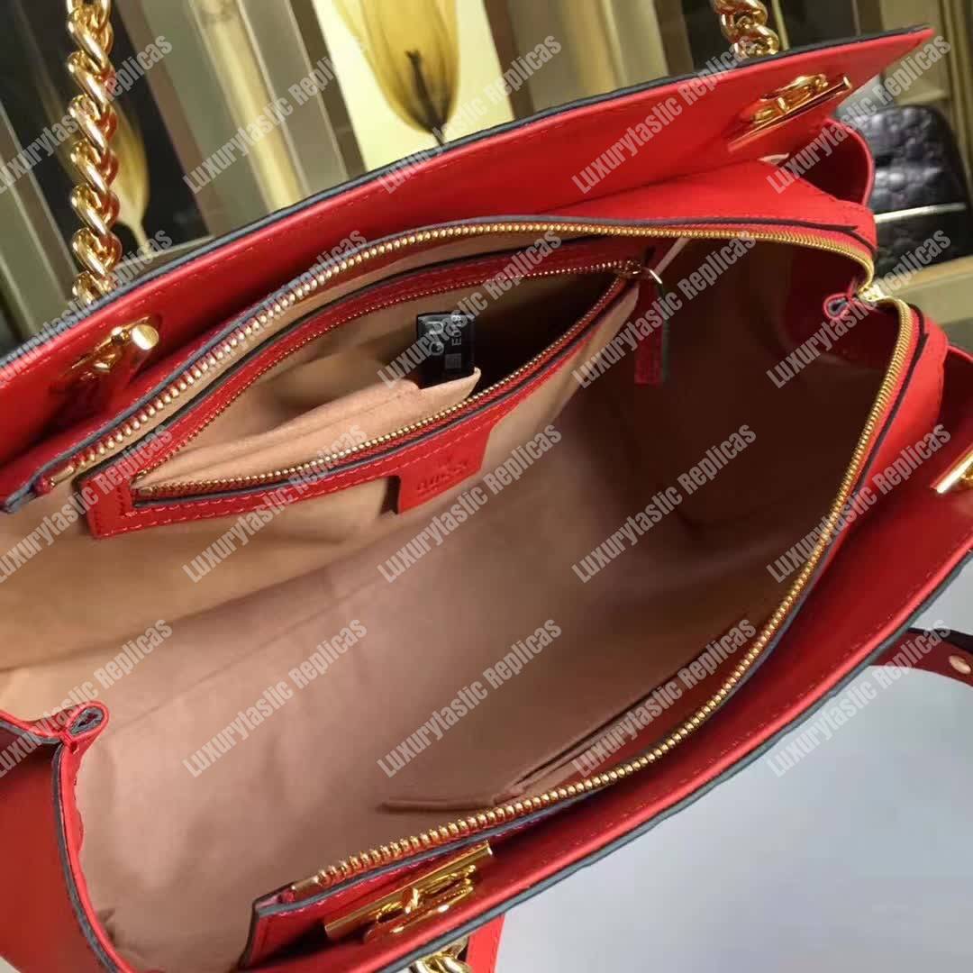 G*u*i signature medium top handle bag red