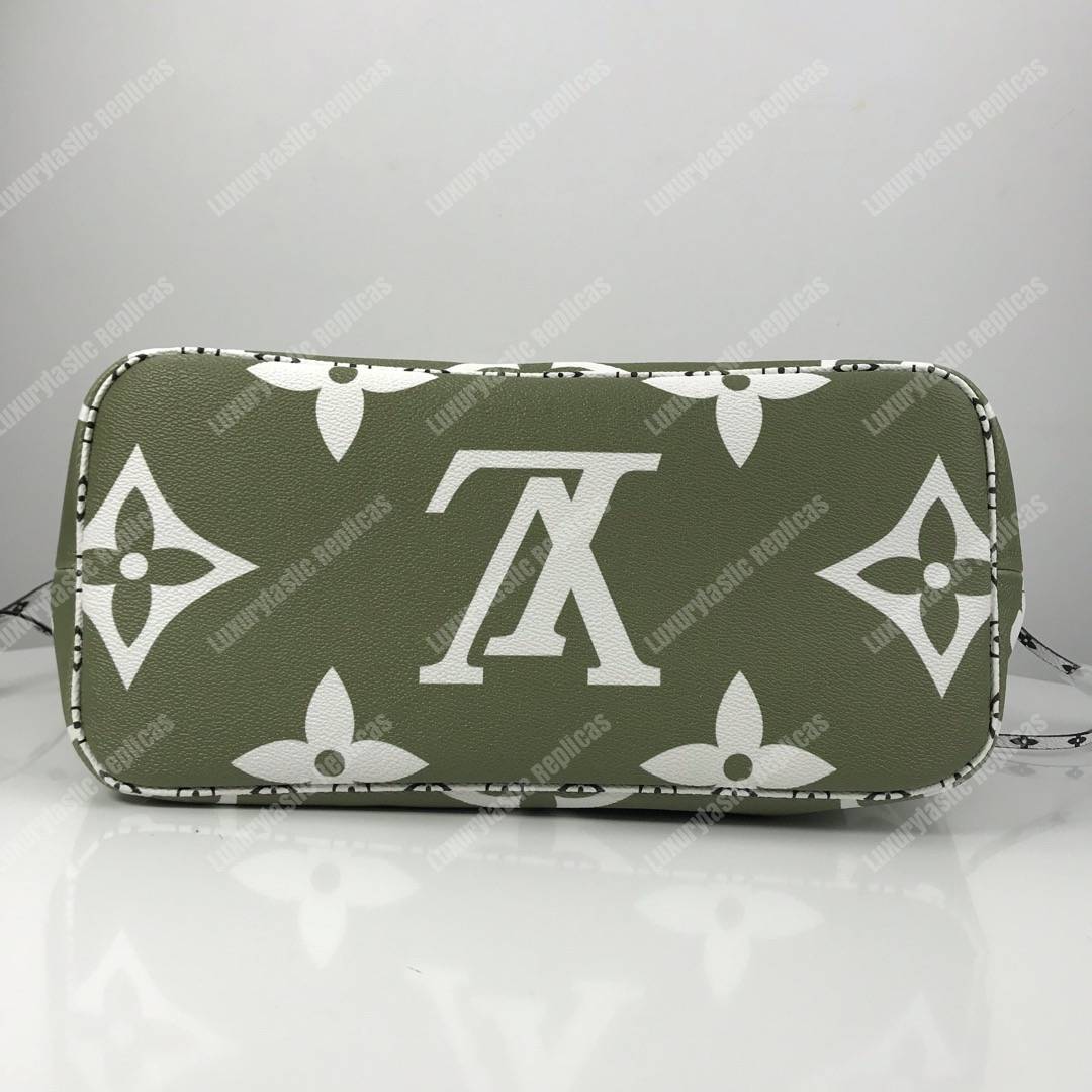 LV Neverfull MM Monogram Khaki