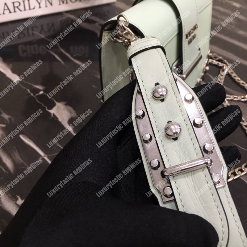 Pra*a cahier calf leather bag light green