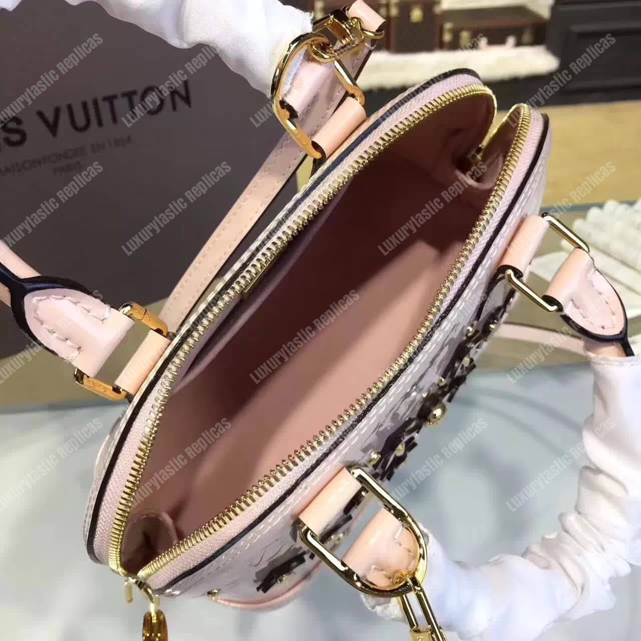 LV Alma BB Tote Bag Monogram Vernis Rose Ballerine