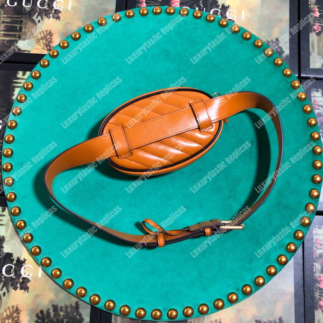 G*u*i gg marmont cognac matelassé leather belt bag