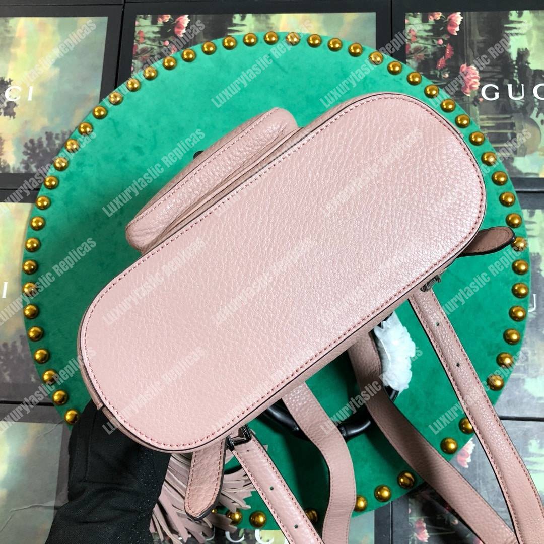 G*u*i leather bamboo tassel mini backpack magnolia