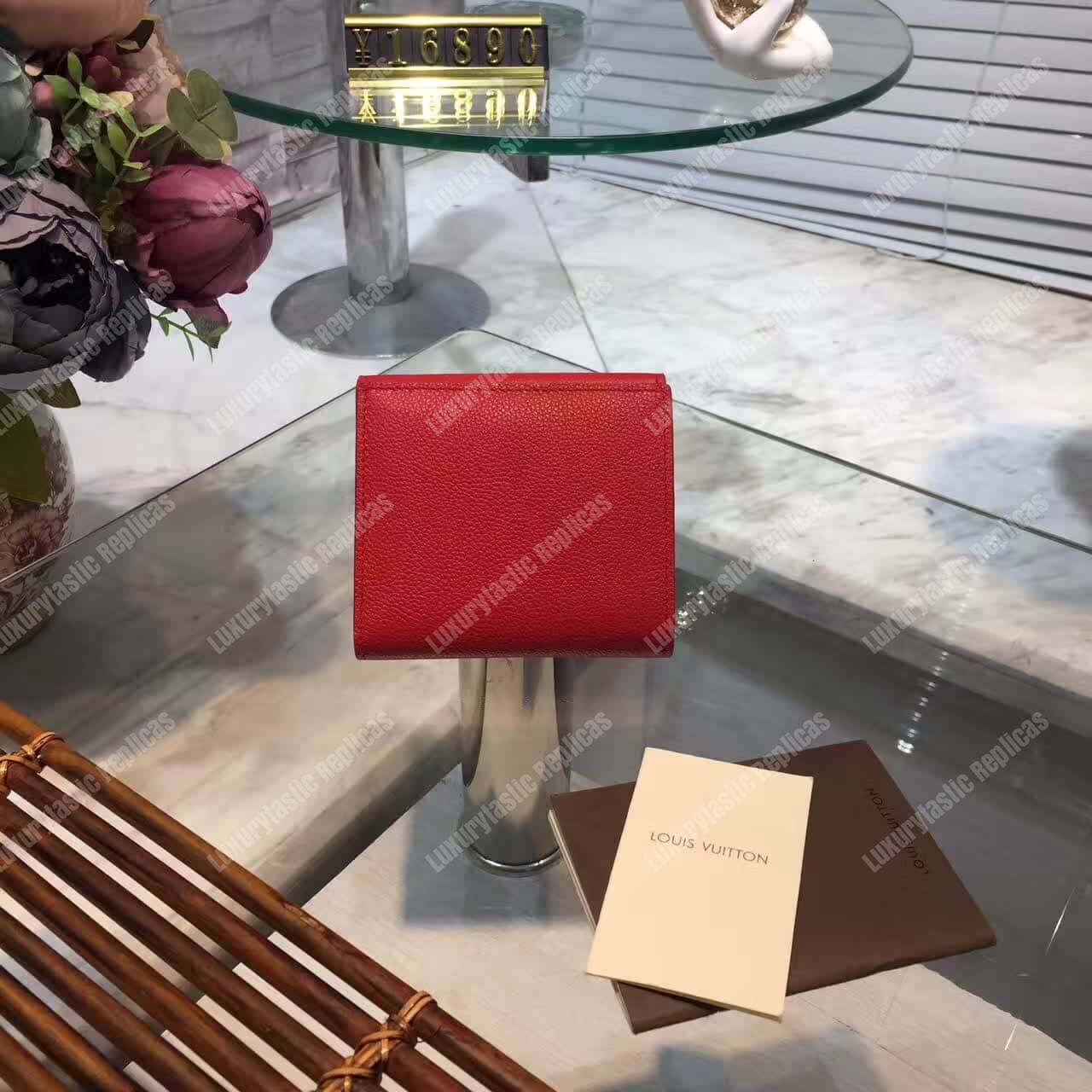 LV LockMe II Compact Wallet Taurillon Leather Rubis