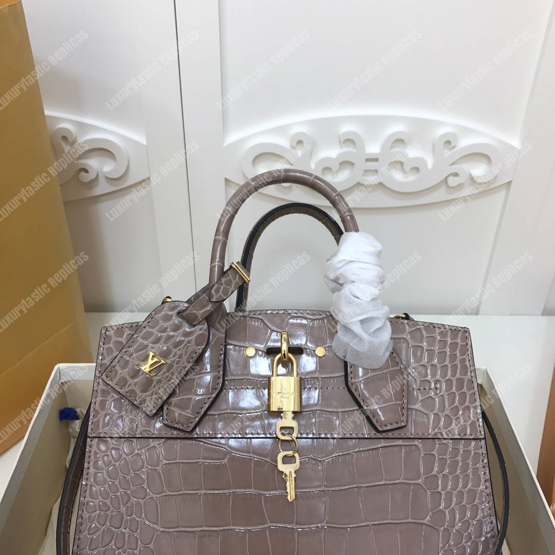 LV City Steamer PM Crocodilien Briliant Taupe
