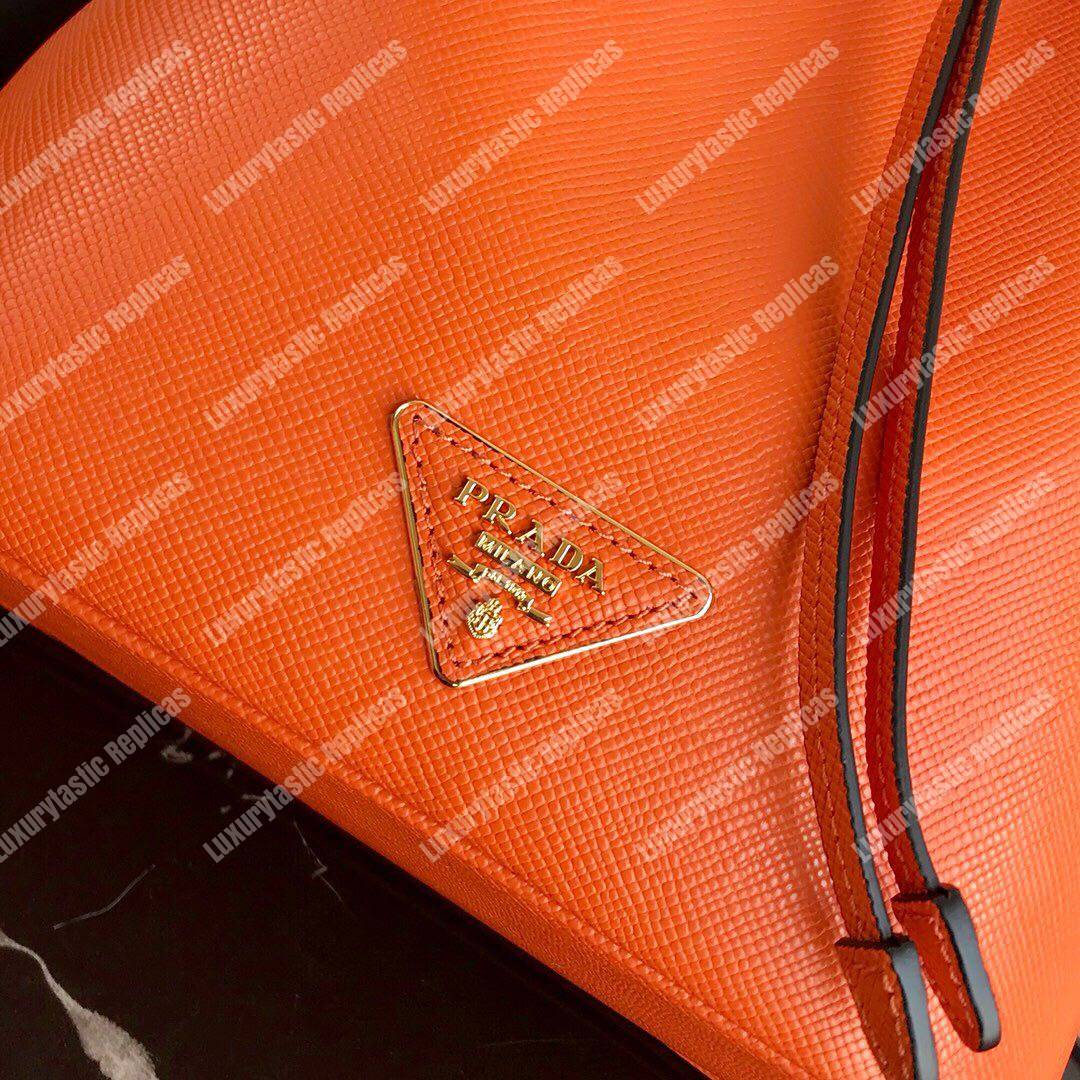 Pra*a saffiano leather bucket bag orange