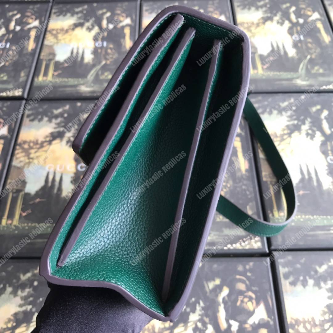 G*u*i zumi grainy leather small shoulder bag dark green