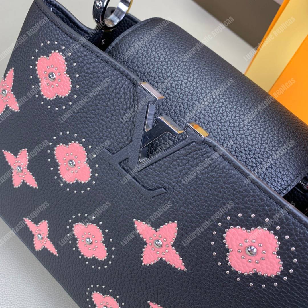 LV Capucines PM Taurillon Leather Monogram Flowers allover Black