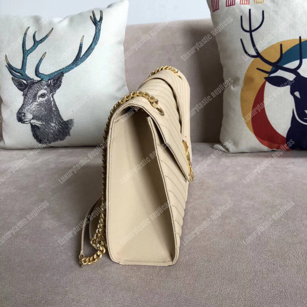 Saint Laurent Large Envelope Chain Bag Dark Beige