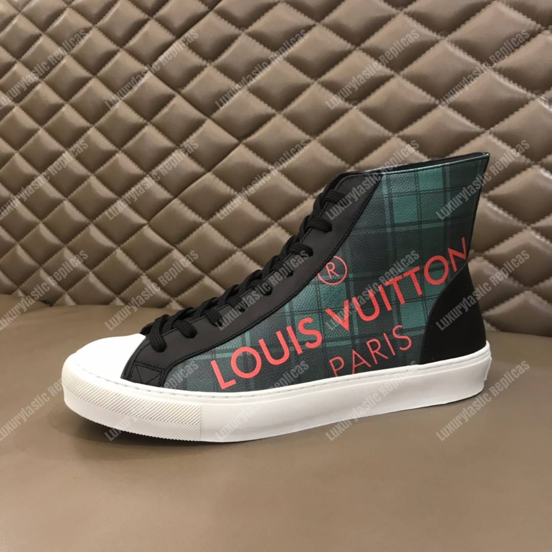 LV Tattoo Sneaker Boot Dameir Tartan Canvas Green