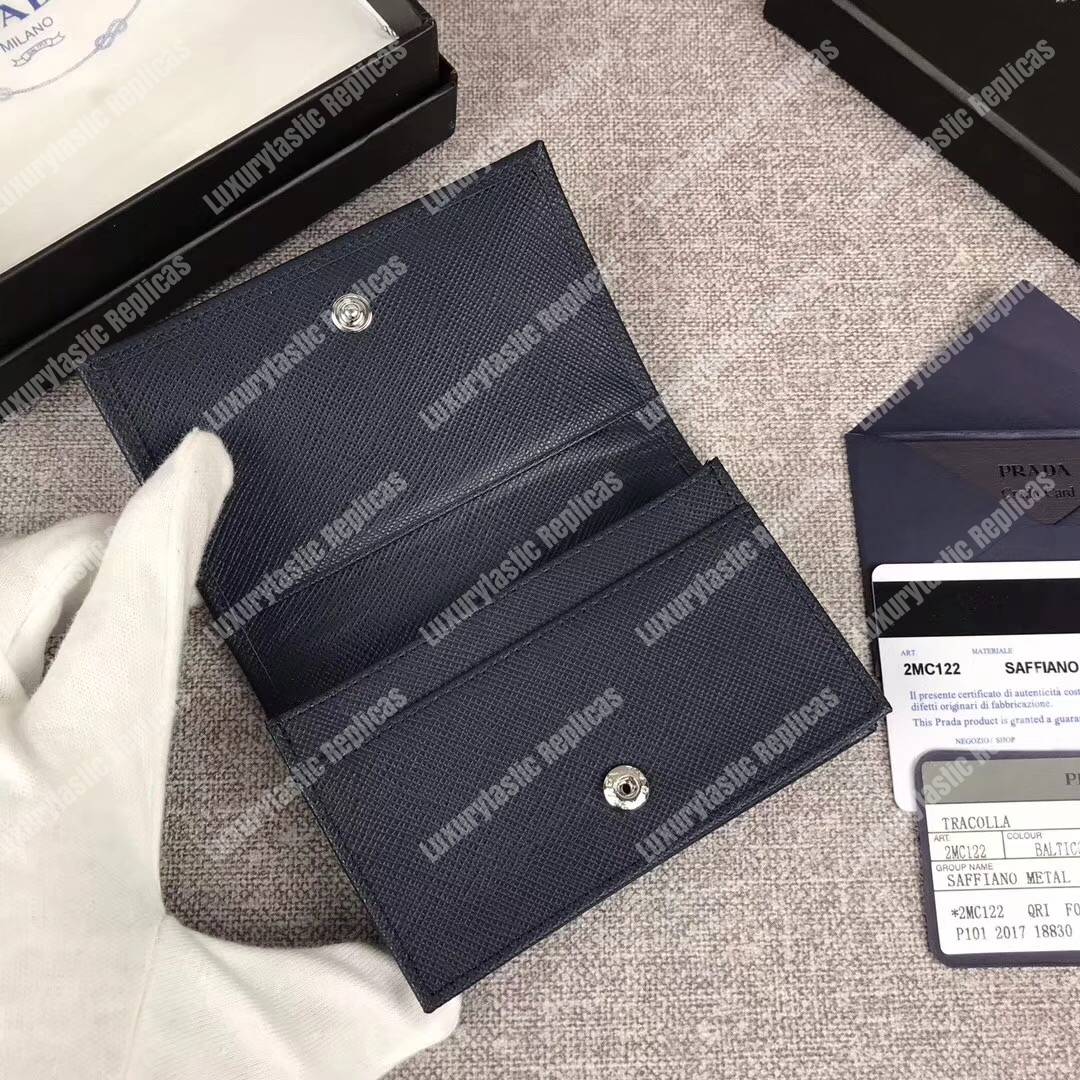 Pra*a saffiano leather card holder black