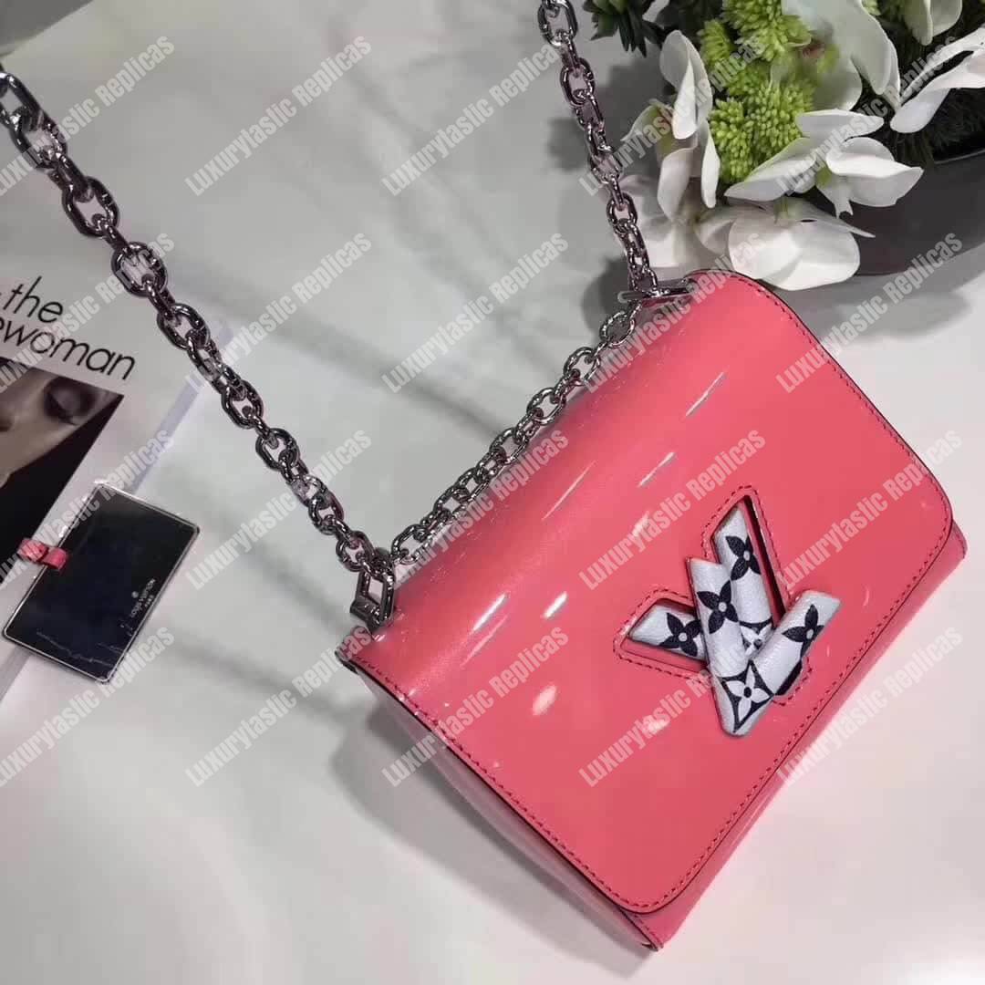 LV Twist PM Monogram Vernis Leather Rose Poudre