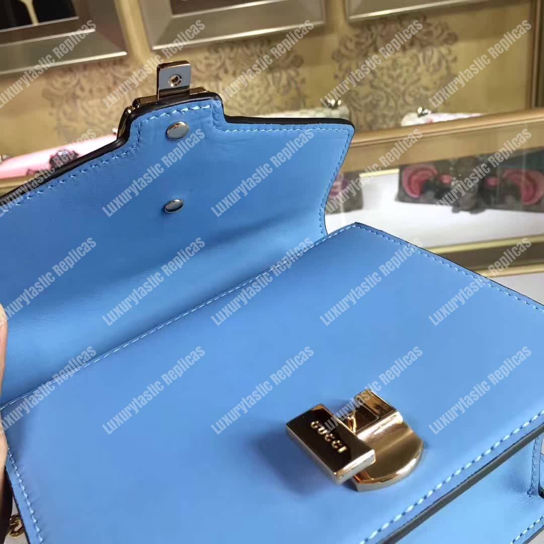 G*u*i sylvie leather mini chain bag light blue