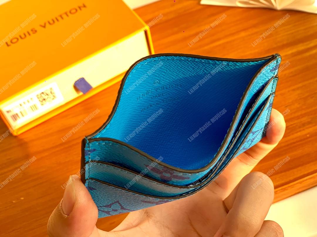 LV Double Card Holder Blue