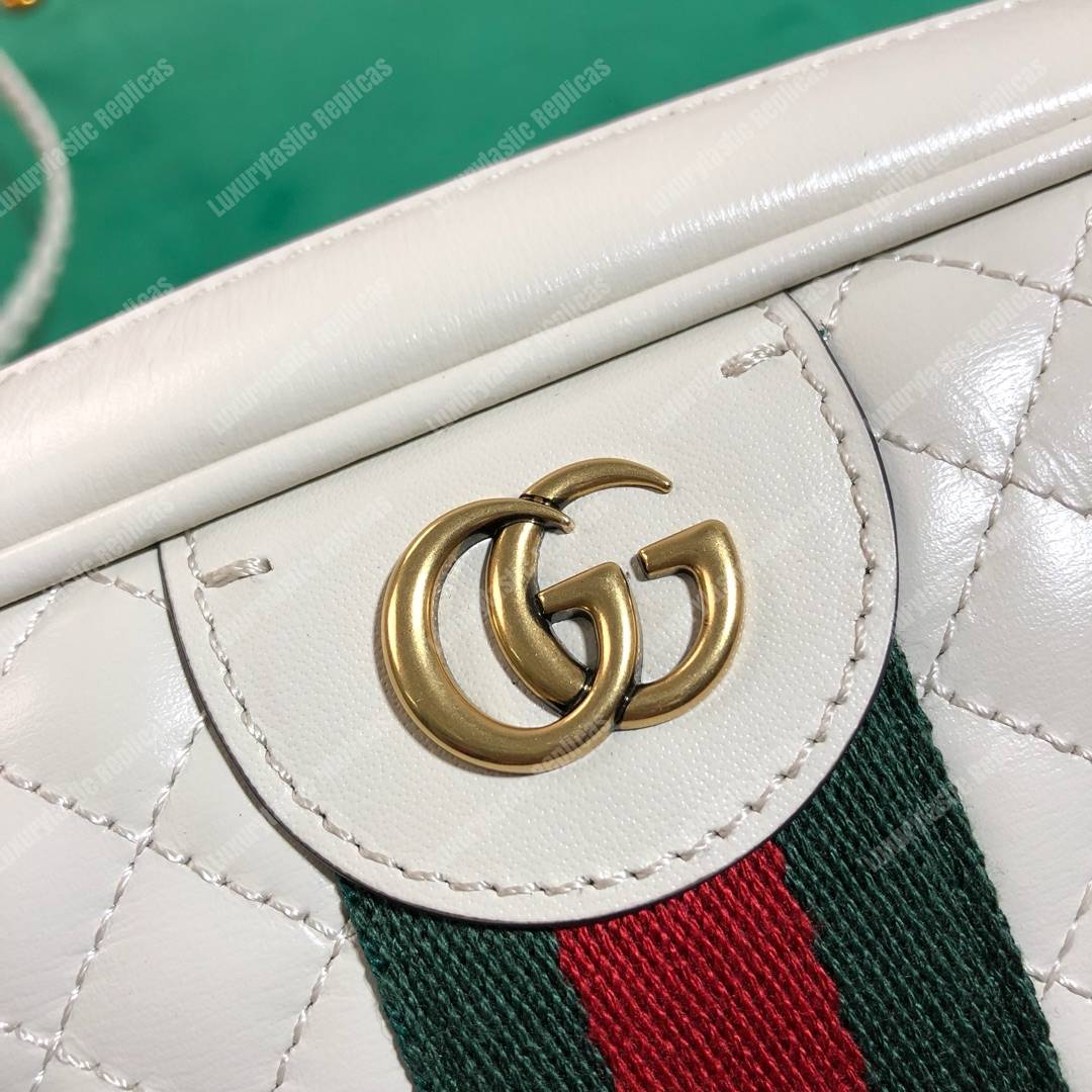 G*u*i quilted leather small shoulder bag white