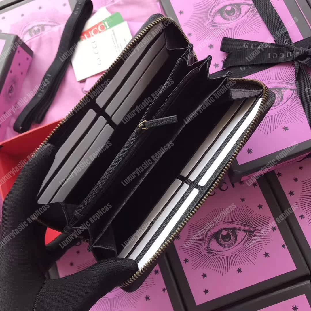 G*u*i print leather zip around wallet black