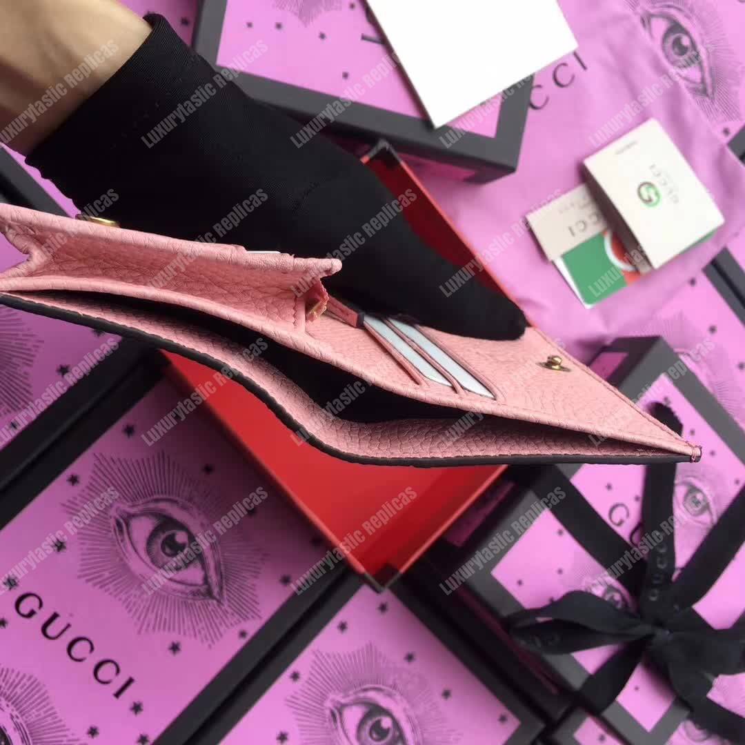 G*u*i animalier card case light pink with bee