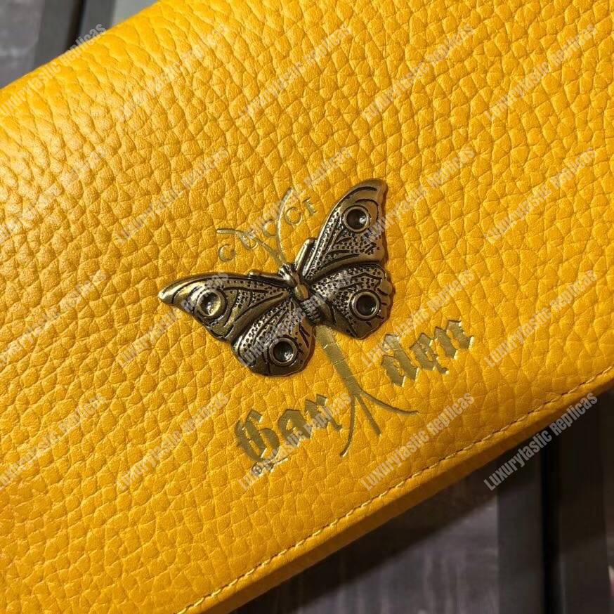 G*u*i garden leather continental wallet yellow with butterfly