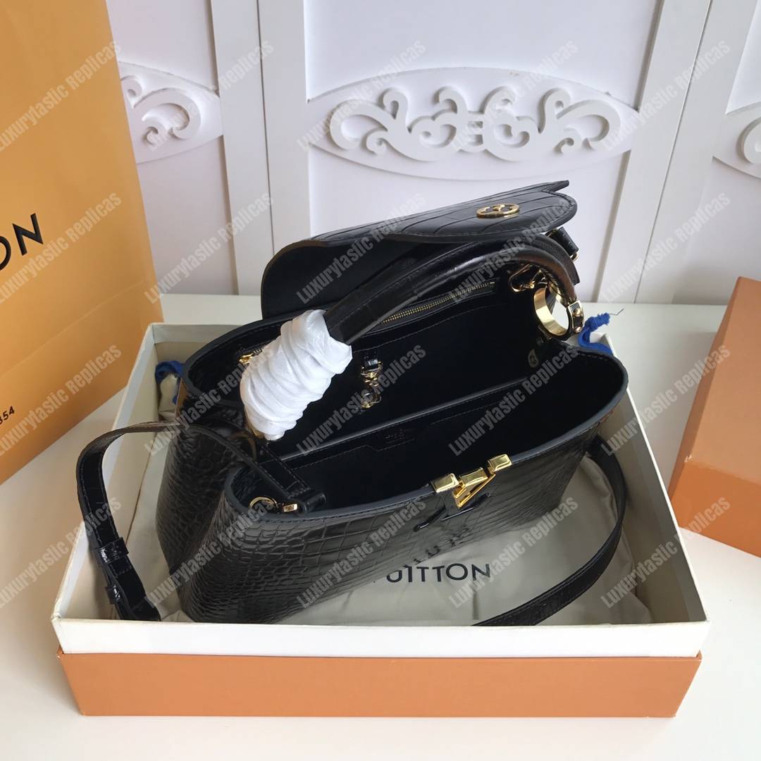 LV Capuccines PM Crocodilien Mat Noir