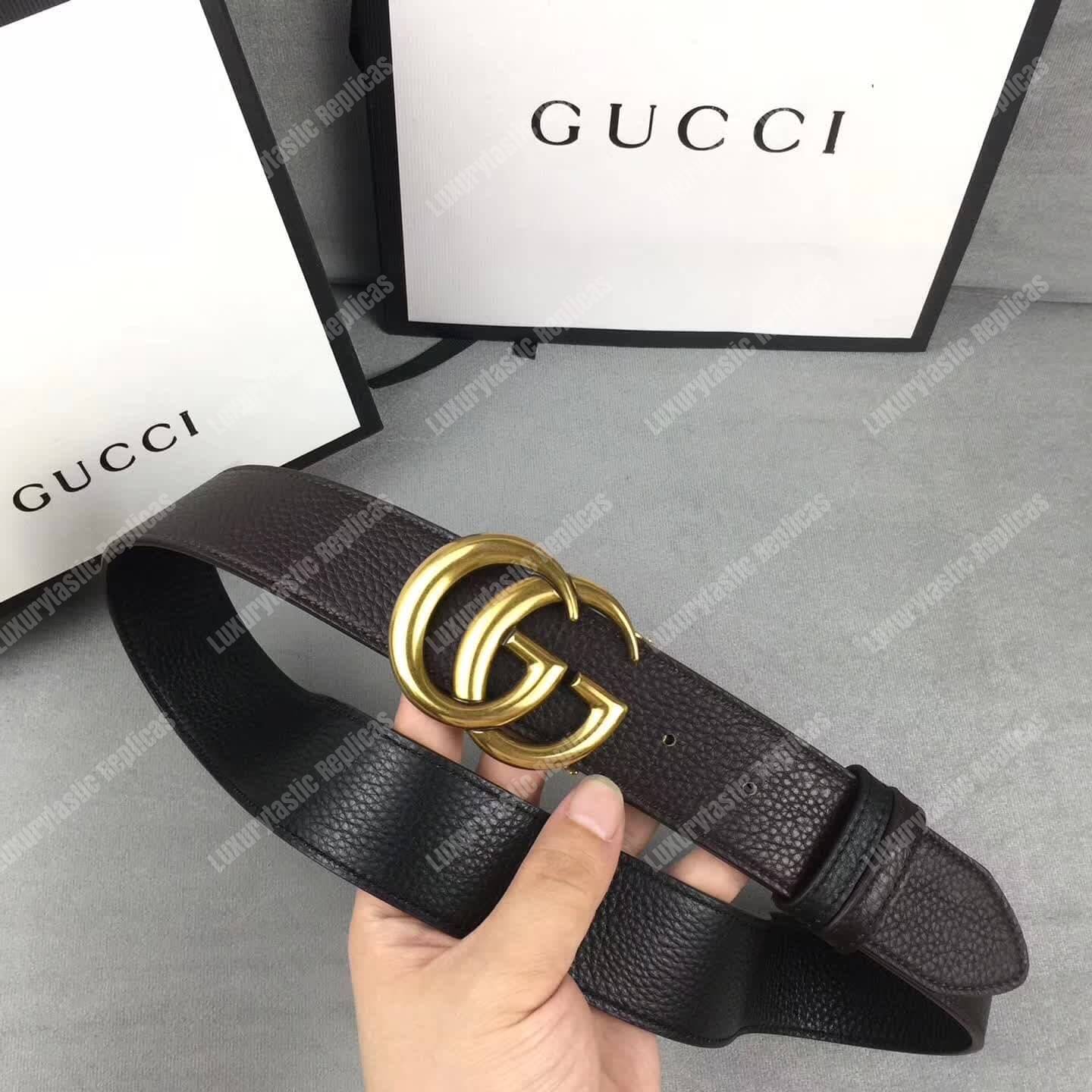 G*u*i reversible leather belt with double g buckle