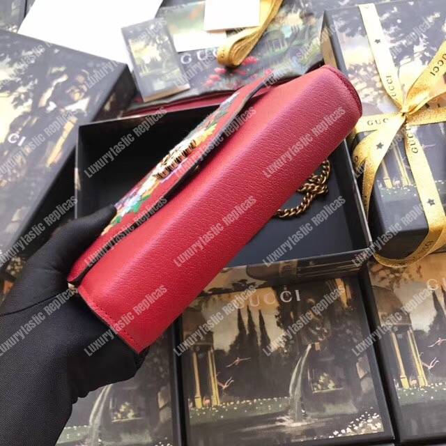 G*u*i embroidered leather mini shoulder bag red