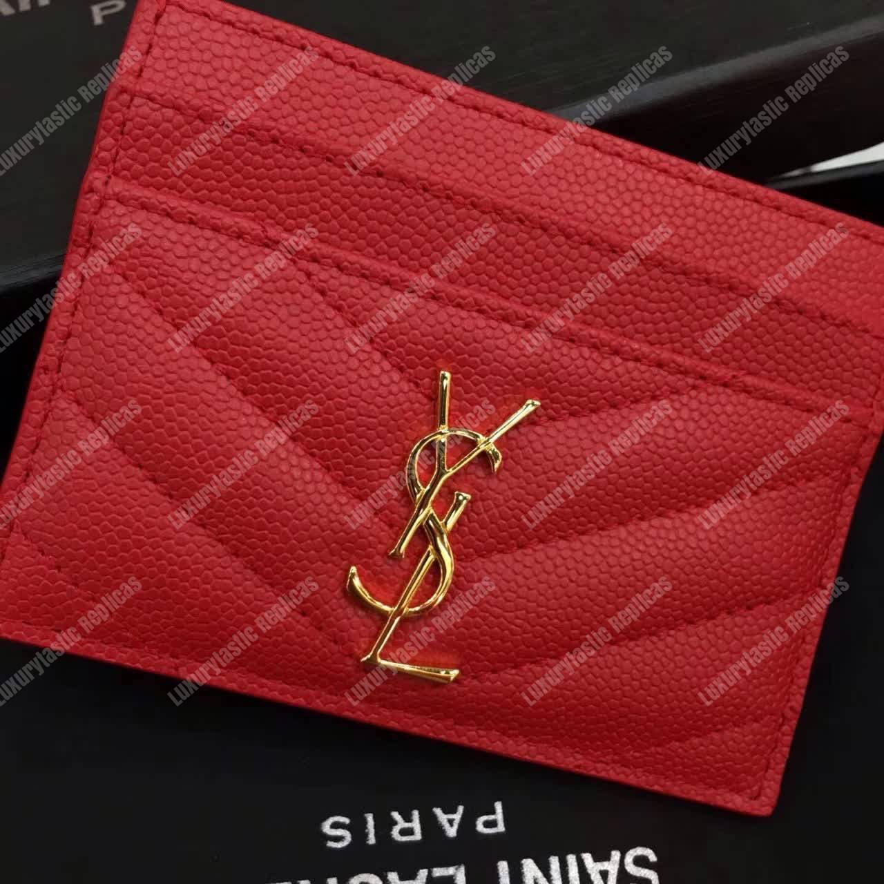 Saint Laurent Monogram Card Case Shine Red