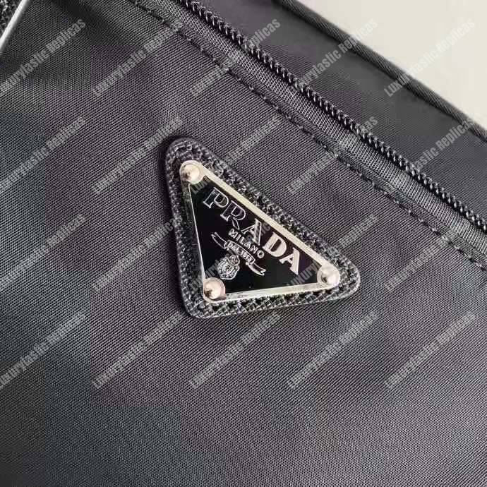 Pra*a nylon and leather belt bag black
