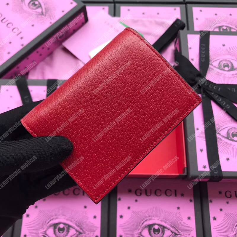 G*u*i embroidered leather card case red