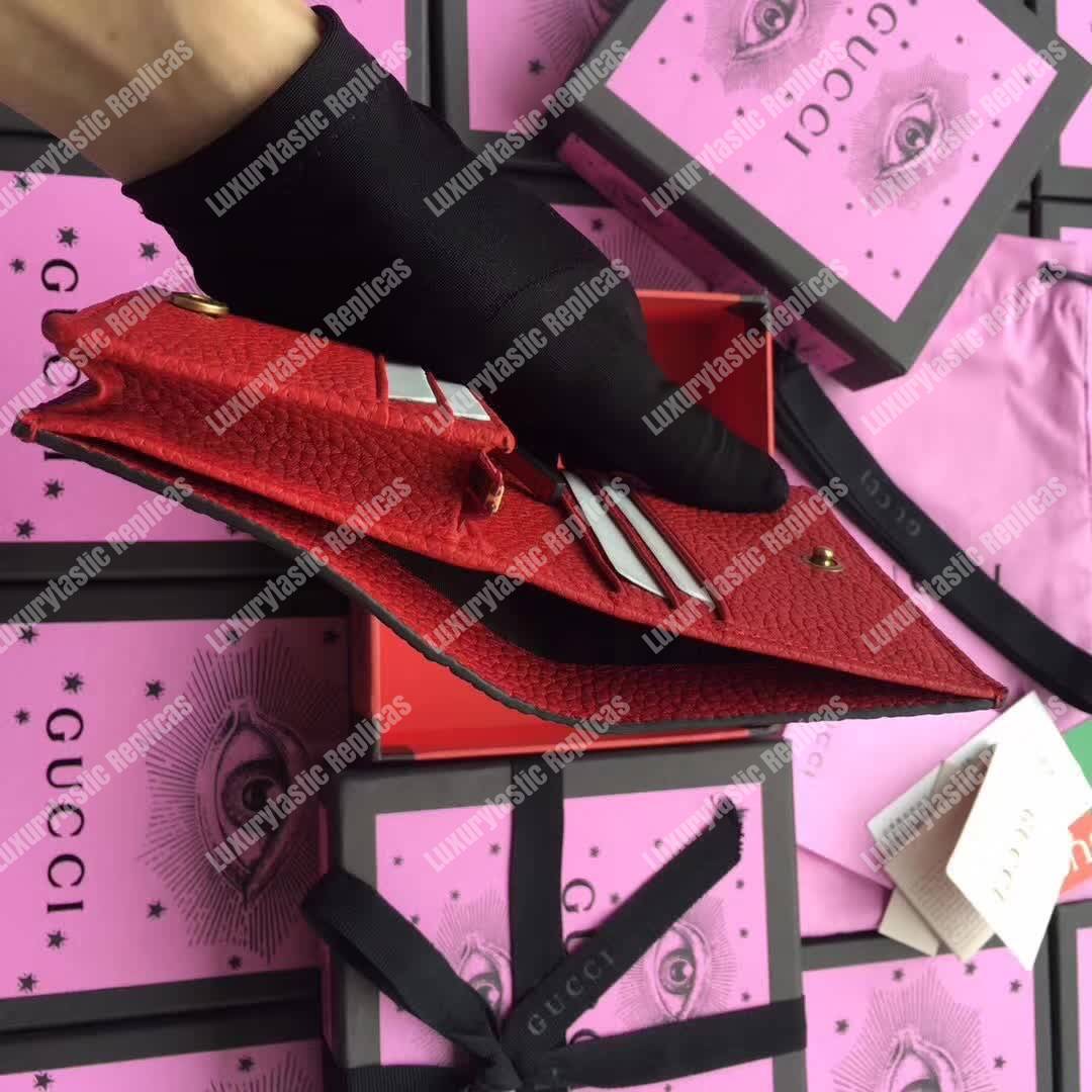 G*u*i animalier card case hibiscus red with bee