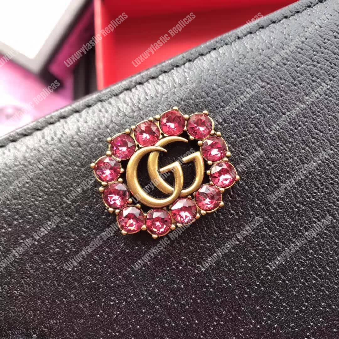 G*u*i leather zip around wallet black