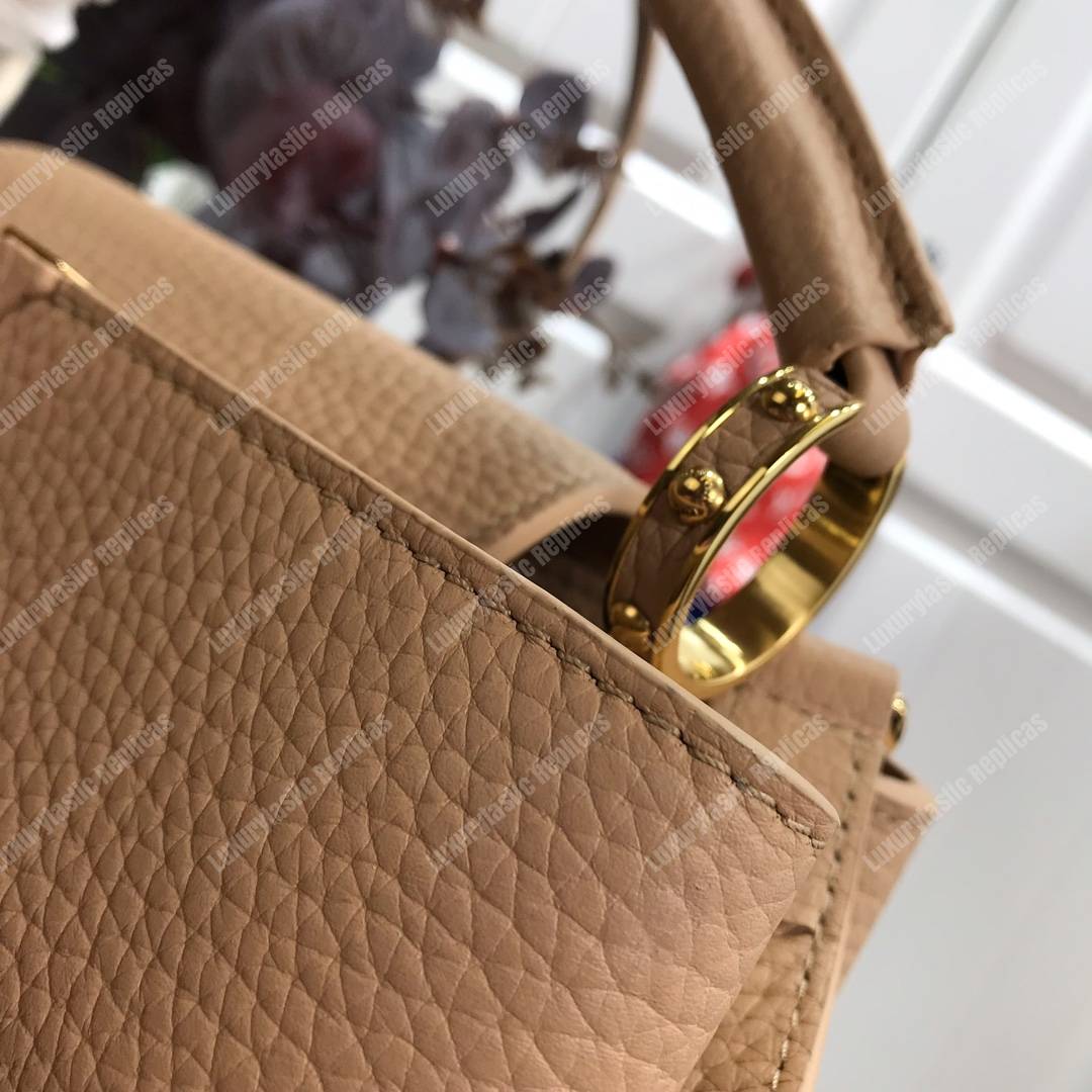 LV Capucines PM Taurillon Leather Beige