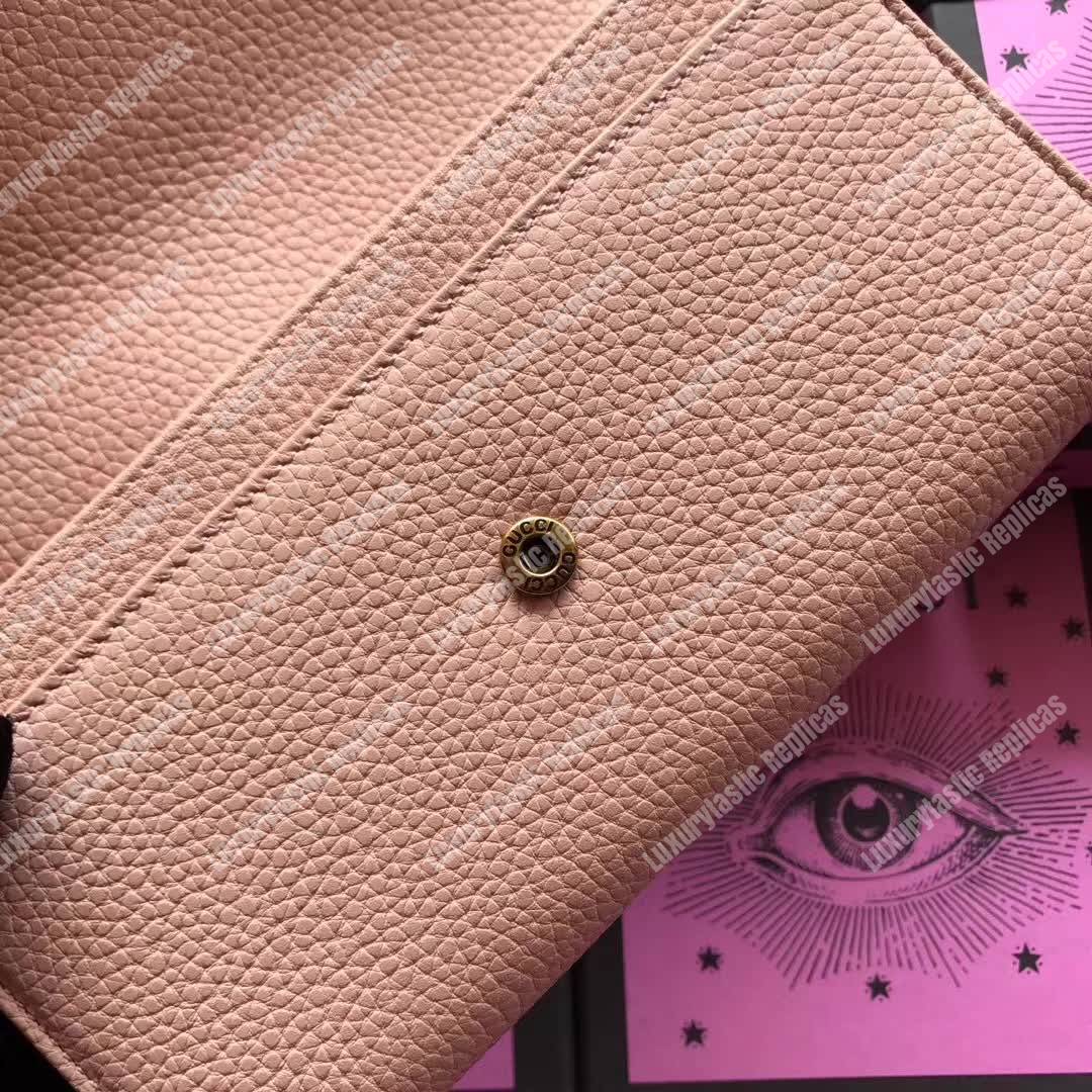 G*u*i gg leather continental wallet with butterfly light pink