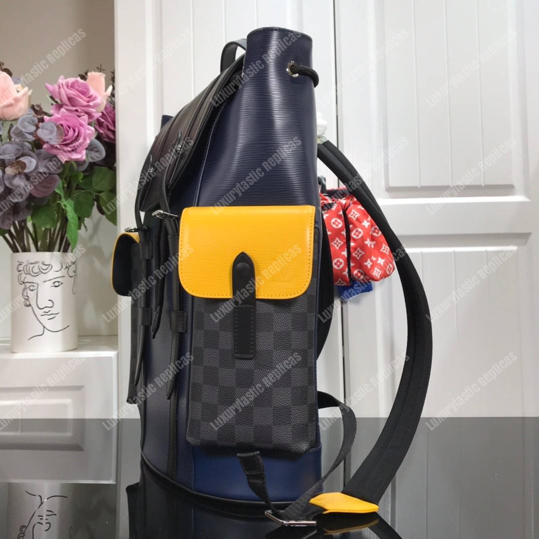 LV Christopher PM Epi Leather Damier Graphite Patchwork Yellow