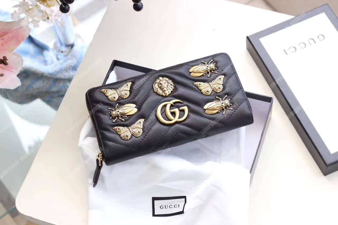 G*u*i gg marmont animal studs continental wallet